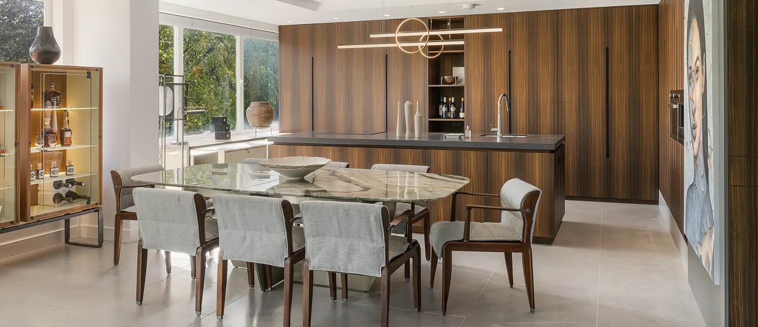 Modern living room with blue sofa