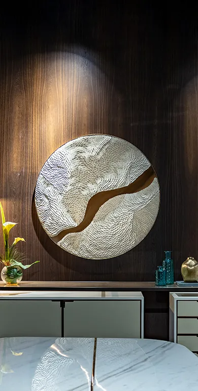 Mobile view of modern blue sofa